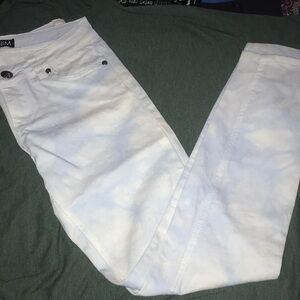 Bebe pale blue and white skinny jeans